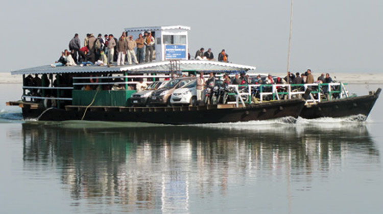 A Rickety Motor Boat Ferry From Neemati to Kamalabari Ghat