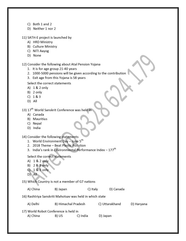 Current Affairs Mcqs Test Sample Paper 3180