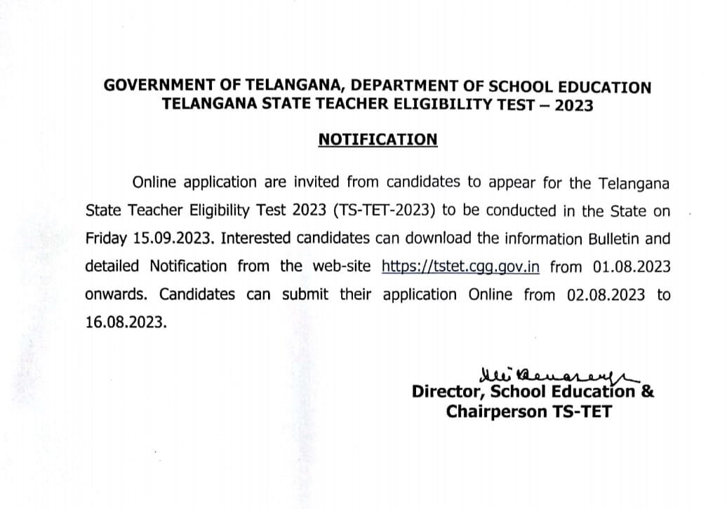 Save the Date TS TET 2023 Notification Out, Online Registration Starts