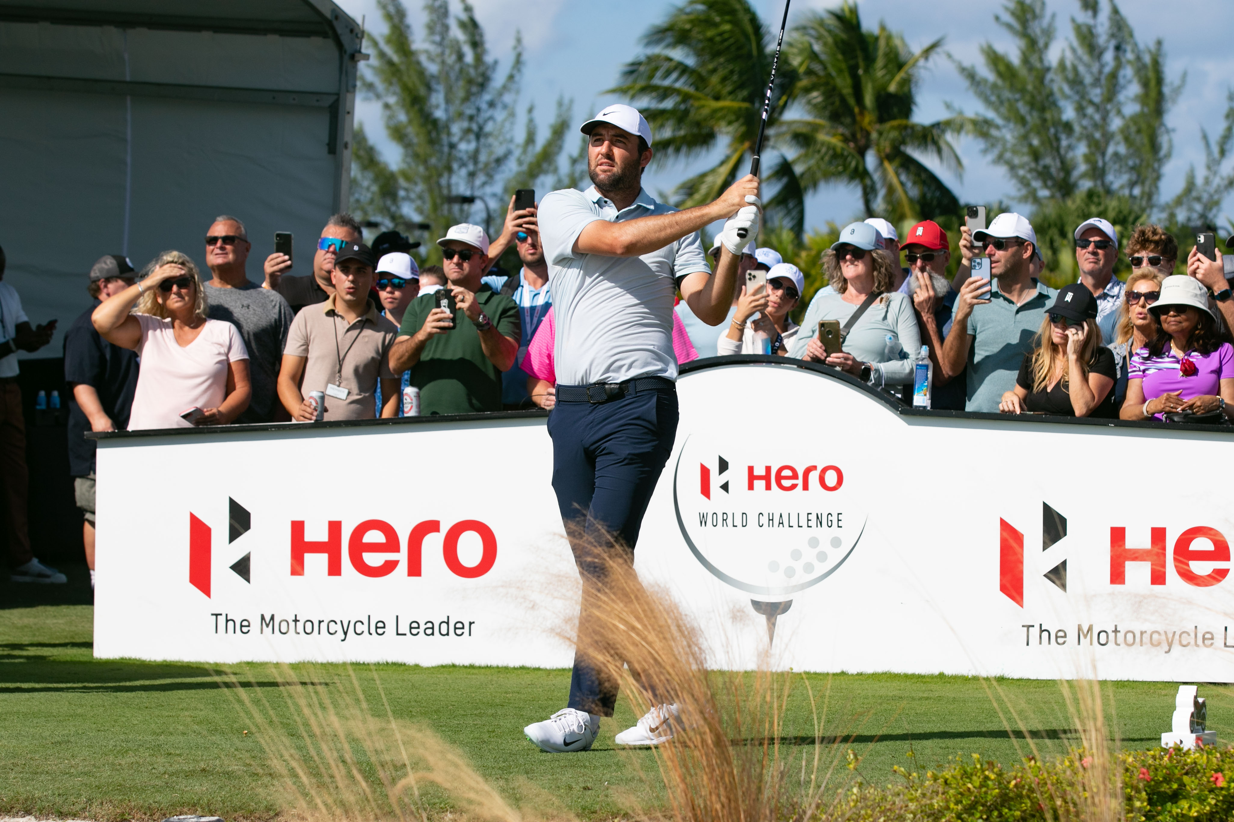 Hero World Challenge golf Scheffler and Spieth lead; Woods improves on