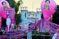 TRS Paints the City Pink Ahead of GHMC Polls - Sakshi Post