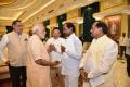 Prime Minister Narendra Modi shakes hands with Telangana Chief Minister K. Chadrasekhar Rao at the 11th Inter-State Council meet in New Delhi on Saturday. - Sakshi Post