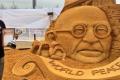 Sudarsan Pattnaik with his creation - ‘World Peace’. - Sakshi Post