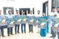 YSRCP Legal Cell President Ponnavelu Sudhakar Reddy, official spokesperson Vasireddy Padma, Malladi Sandeep Kumar, B Suresh Goud and other leaders were present at the occasion of releasing the Yuva Bheri poster. - Sakshi Post