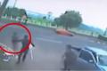 A video grab of the alleged soul (circled) leaving the body after the accident. - Sakshi Post