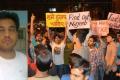 JNU students staging a demonstration demanding the authorities to find Najeeb Ahmed, (left) file picture of Najeeb Ahmed. - Sakshi Post