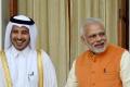 Prime Minister Narendra Modi with his Qatari counterpart Sheikh Abdullah bin Nasser bin Khalifa Al Thani. - Sakshi Post