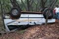 The ill-fated Tata Sumo vehicle after overturning multiple times came to a standstill due to presence of trees along the ghat road. - Sakshi Post