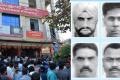 The Muthoot Finance branch in Ramachandrapuram where the daring robbery took place and (right) sketches released by the police of the possible suspects. - Sakshi Post