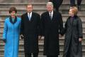 Ex-Presidents Bill Clinton and george W.Bush along with their wives Hillary and Laura - Sakshi Post