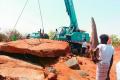 The stone weighs around 40 tons and is 6.70 mtr in length - Sakshi Post