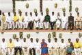The Andhra Pradesh cabinet ministers with Governor ESL Narasimhan and chief minister N Chandrababu Naidu - Sakshi Post