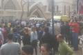 Crowds outside the church in Tanta following the attack - Sakshi Post