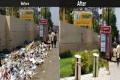 The mayor posted two pictures of a street captioning it “before and after” - Sakshi Post