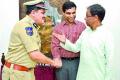 Muzammil Khan, the son of retired IPS officer AK Khan, who secured the 22nd rank being congratulated by Rachakonda Commissioner Mahesh Bhagwat - Sakshi Post