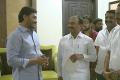 Telangana Finance Minister Etela Rajender calls on YSRCP chief and Leader of the Oppisition YS Jagan Mohan Reddy at Lotus Pond in Hyderabad on Tuesday. - Sakshi Post