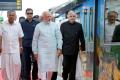 Prime Minister Narendra Modi accompanied by Governor P Sathasivam and Chief Minister Pinarayi Vijayan during the inauguration of Kochi Metro Rail project on June 17. - Sakshi Post