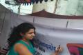 Students participating in the signature campaign organised by COVA, in Hyderabad on Saturday. - Sakshi Post