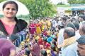 Madhavi’s (inset) relatives staged protest in front of the hospital demanding the arrest of Srinivas &amp;amp;nbsp; - Sakshi Post