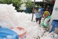 Cleaning the foam has become a big problem for the residents - Sakshi Post