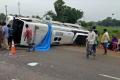 The incident occurred at Unguturu in Krishna district when the bus driver lost control over vehicle - Sakshi Post