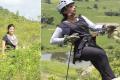 Amrapali at Devunur on Friday; trekking Pandavula Gutta earlier this year - Sakshi Post