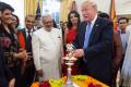 Donald Trump lights a lamp at the Diwali festivities in the White House&amp;amp;nbsp; - Sakshi Post