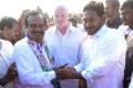 ,S Jagan welcoming Dommeti Venkateswarlu into YSRCP. MLC Pilli Subhash Chandra Bose is also seen. - Sakshi Post