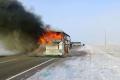 A passenger bus travelling on a country road in western Kazakhstan caught fire - Sakshi Post