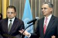 Syed Akbaruddin (R), India’s Permanent Representative to the United Nations, speaks during a reception in the honour of Justice Dalveer Bhandari (L) at the United Nations in New, after Bhandari made it to the International Court of Justice - Sakshi Post