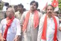 CPM state secretary Madhu, CPI state secretary Ramakrishna walking with Pawan Kalyan - Sakshi Post