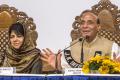 Home minister Rajnath Singh at press conference along with J&amp;amp;amp;K CM&amp;amp;nbsp; - Sakshi Post