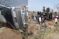 Tangled bus at the accident spot - Sakshi Post