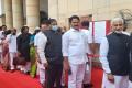 YSRCP MPs waiting for their turn to cast vote in Presidential Election 2022 at Parliament in New Delhi on Monday (Image Credit : Sakshi.com) -Sakshi Post 