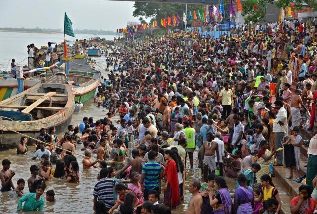 A view of the crowd at Krishna Pushkaralu. - Sakshi Post