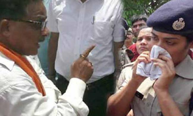 BJP MLA Dr. Radha Mohan Das Agarwal asked IPS officer Charu Nigam to be in her limits when she forcibly removed the protesters on Monday.&amp;amp;nbsp; - Sakshi Post