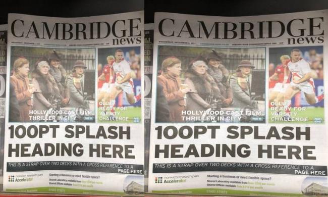 Cambridge News published the paper without a headline on its very front page - Sakshi Post