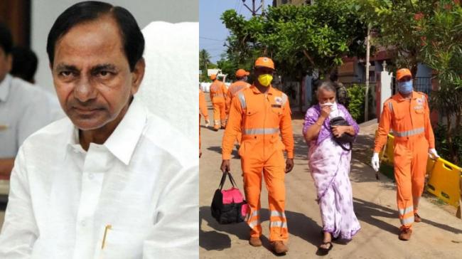 NDRF team helping an elderly woman in the area where the tragedy took place (R) - Sakshi Post