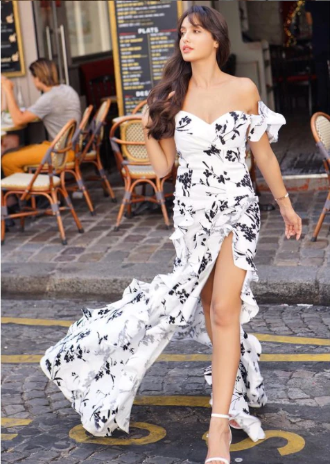 Nora Fatehi Spotted In A Long White Dress - Boldsky.com